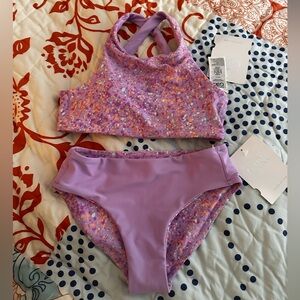 NWT Athleta Girl Reversible Swim Bottom and Bikini Top Medium (8-10)
